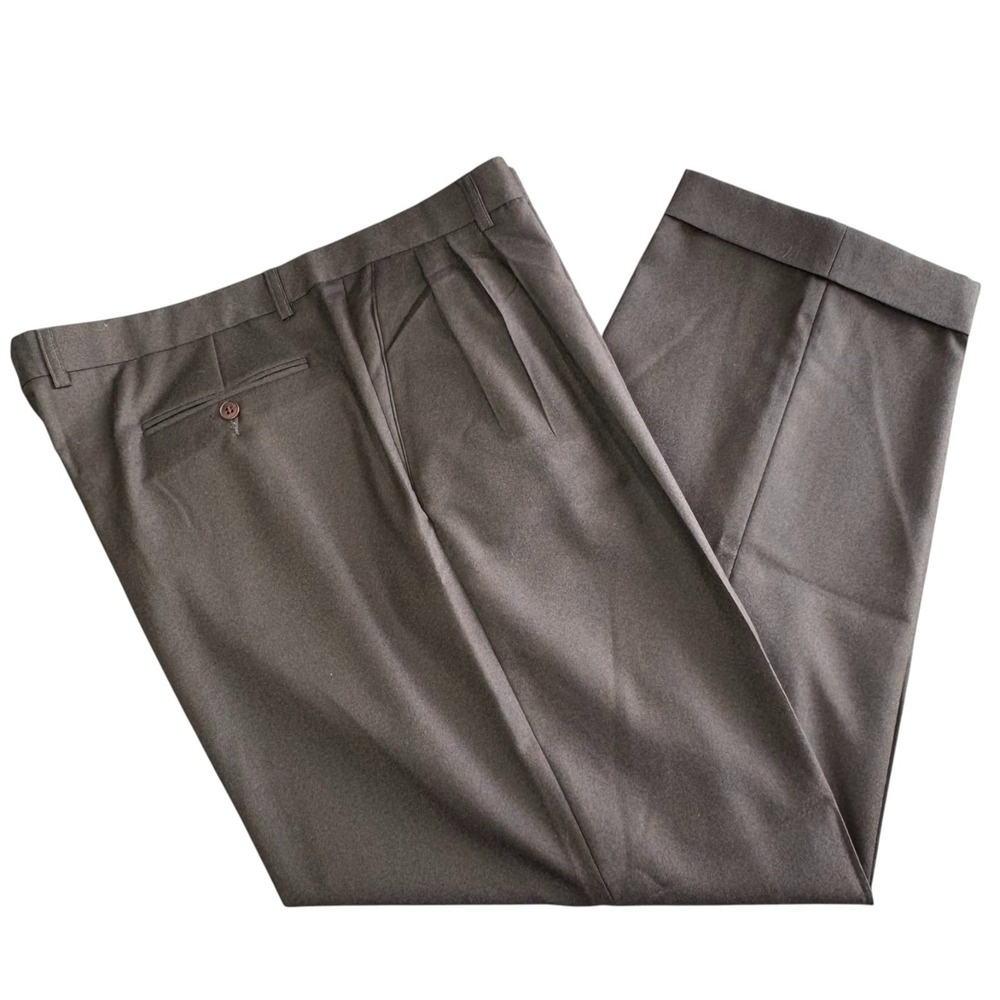 Zanella Wool Dress Pants Trousers Mens 39 Brown Gray Heather Pleated Italy NWT